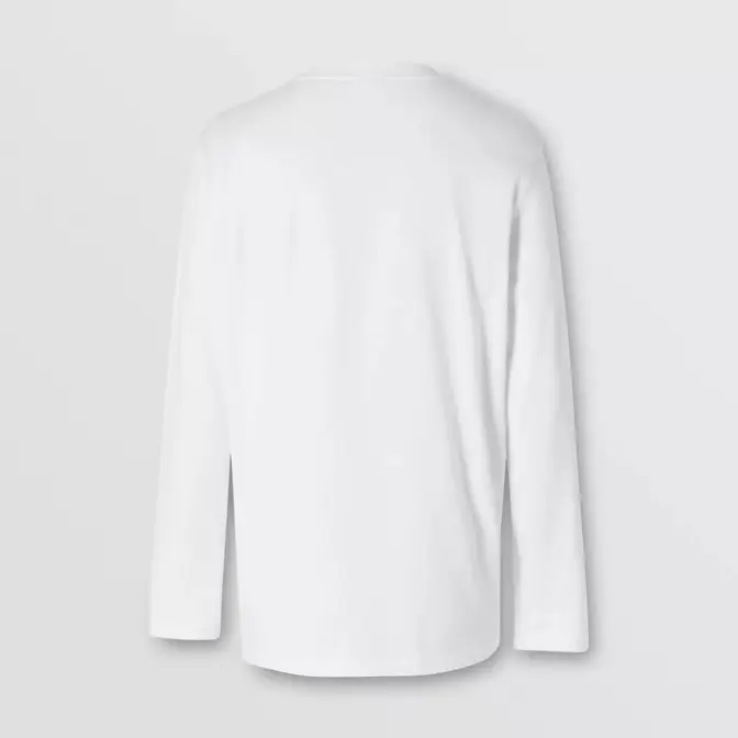 Burberry Long-Sleeve Monogram Motif Cotton Top White Back 2