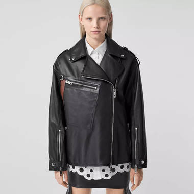 Burberry Pocket Detail Leather Biker Jacket Burberry Pocket Detail Leather Biker Jacket