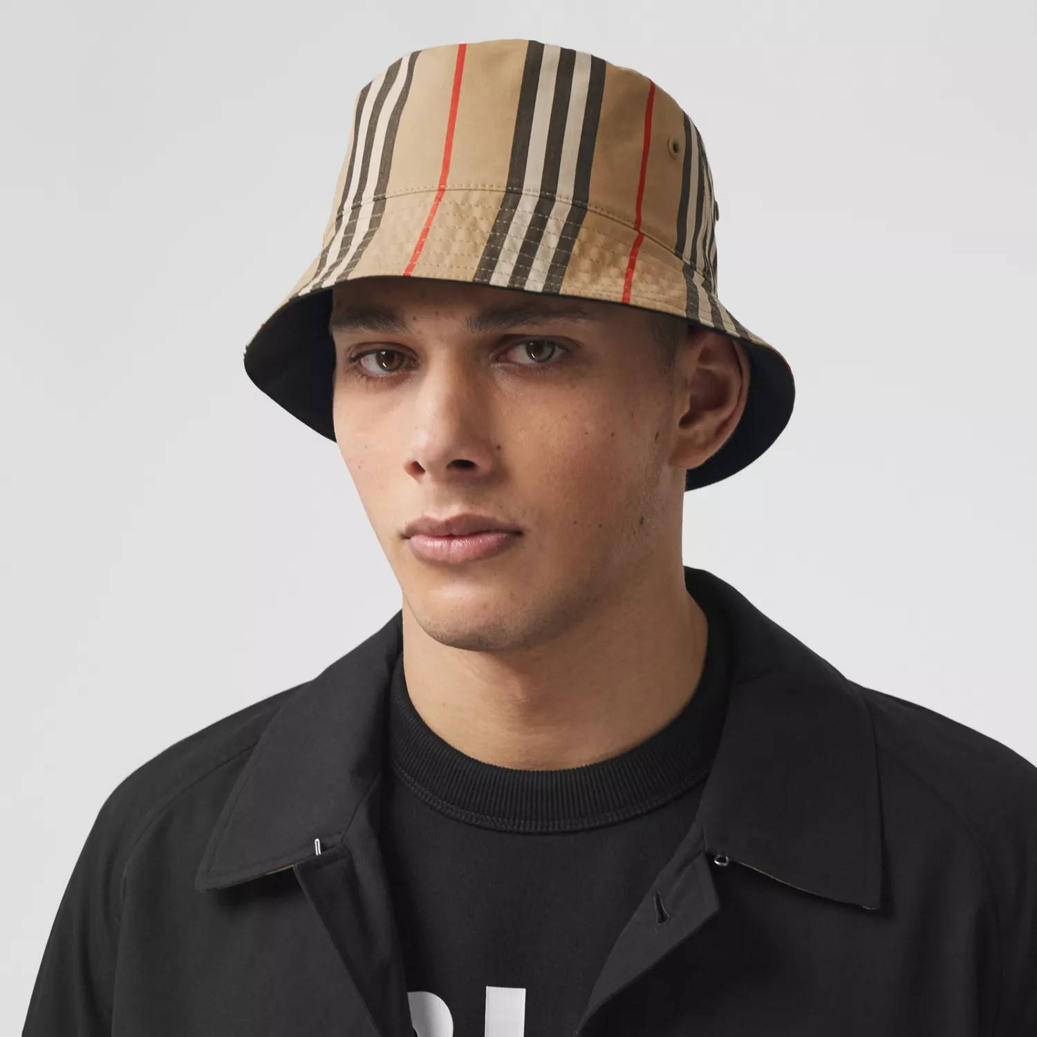 Burberry Reversible Icon Stripe Cotton Bucket Hat - Archive Beige | The ...