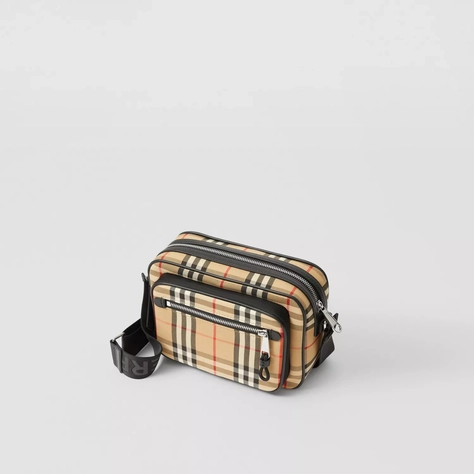 Burberry Vintage Check and Leather Crossbody Bag Beige Top