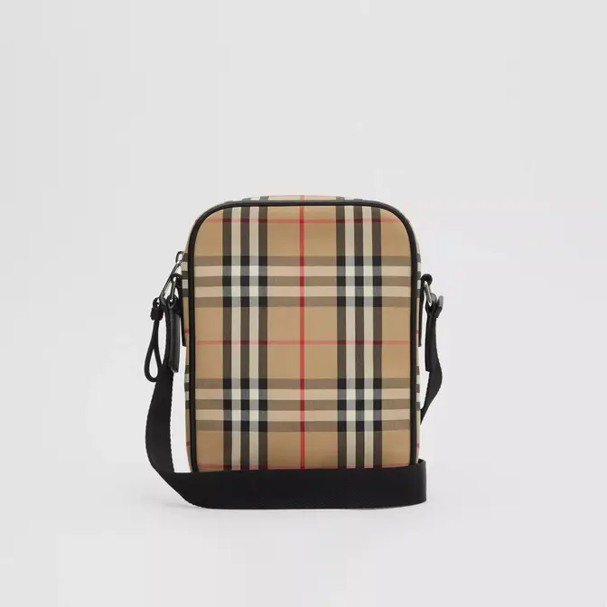 Burberry Vintage Check Cotton and Leather Crossbody Bag Archive Beige Back