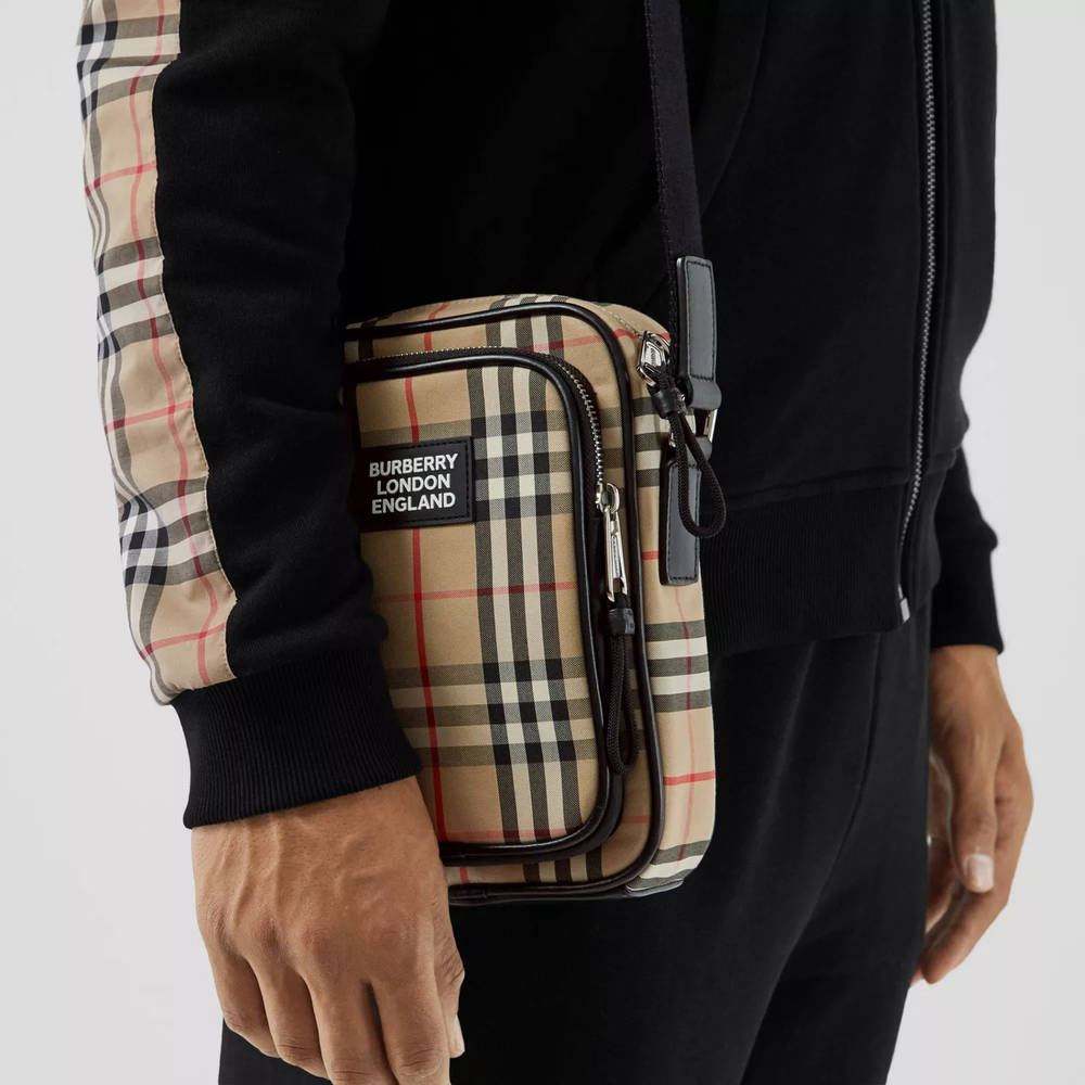 Burberry Vintage Check Cotton and Leather Crossbody Bag - Archive Beige