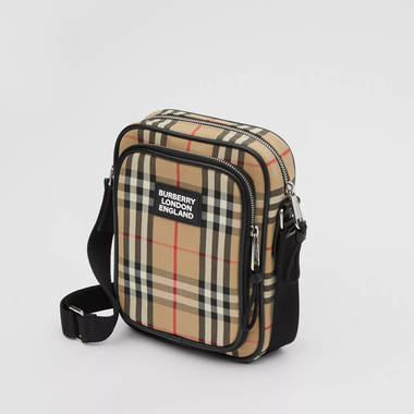 Burberry Vintage Check Cotton and Leather Crossbody Bag