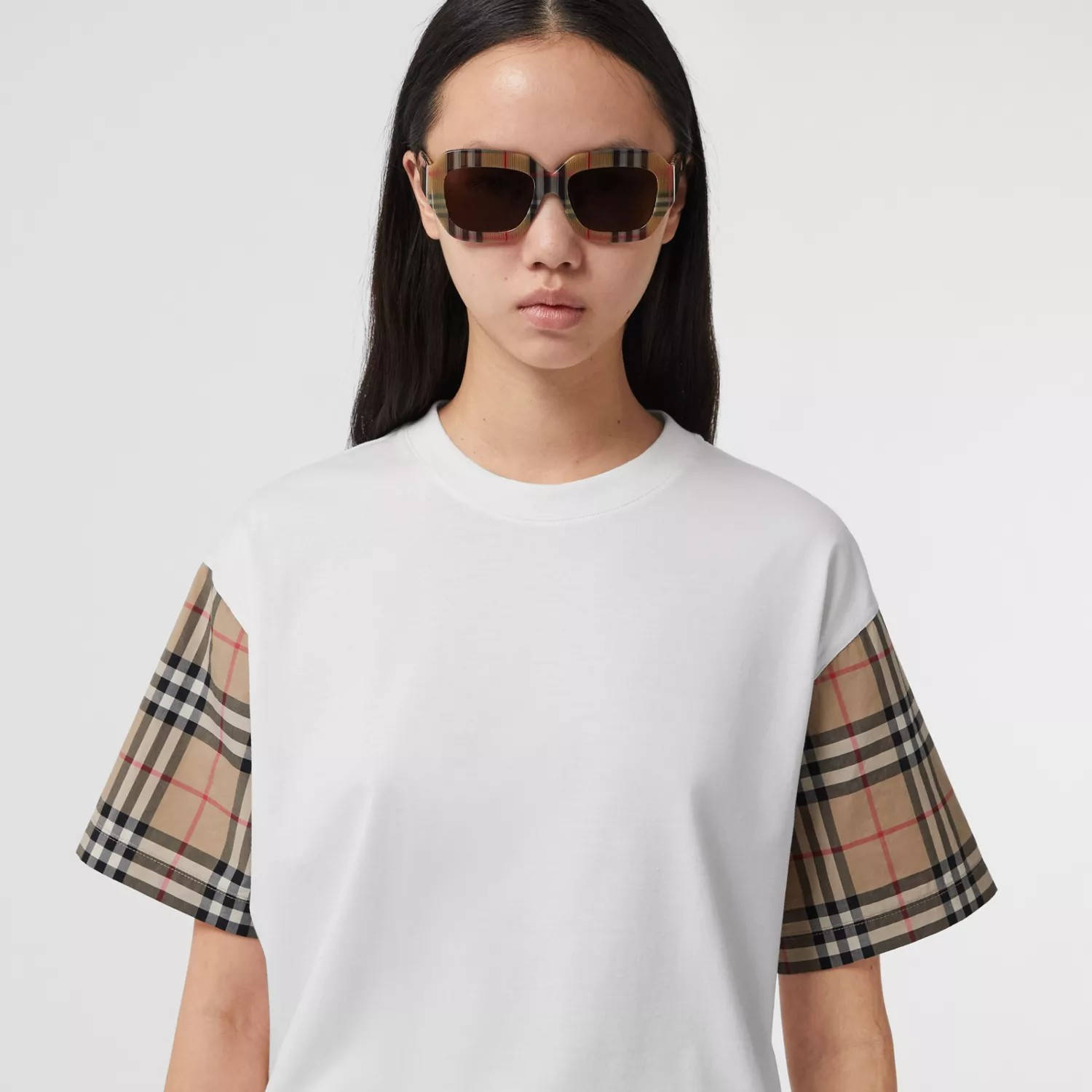 burberry check sleeve t shirt