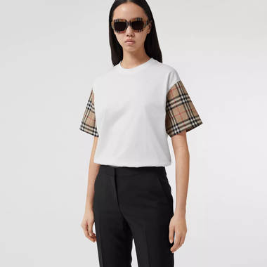 Burberry Vintage Check Sleeve Cotton Oversized T-shirt