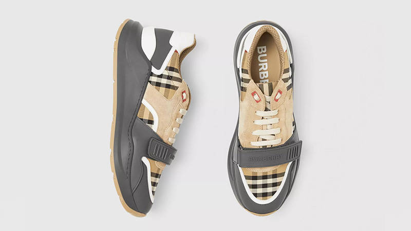 Burberry Vintage Check Suede Grey Beige 80310981 middle