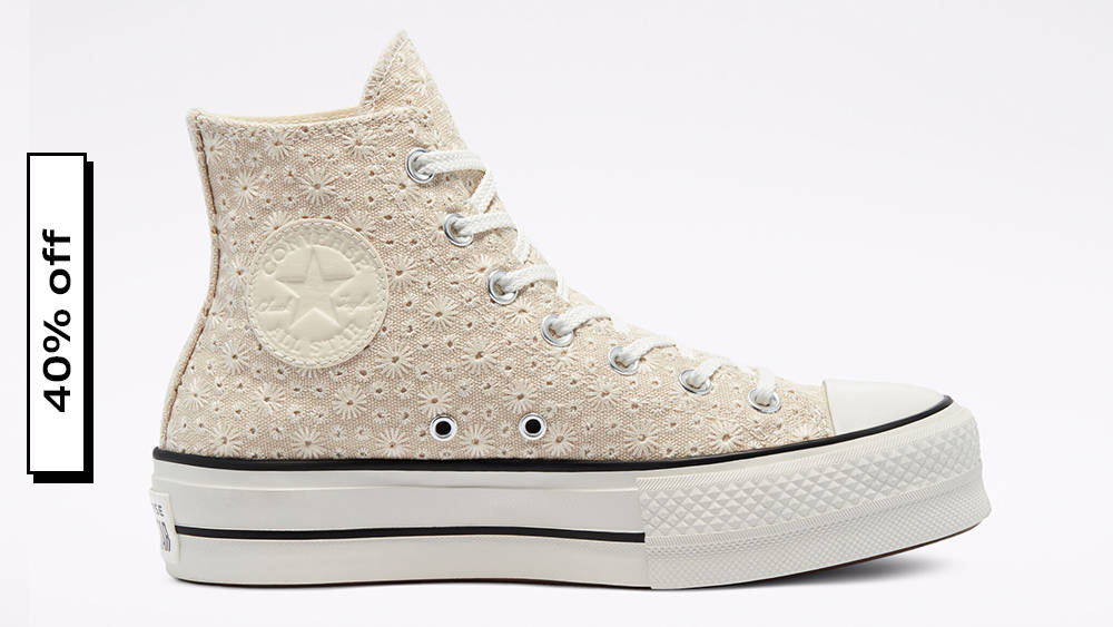 Converse Canvas Broderie Platform Chuck Taylor All Star High Top Farro