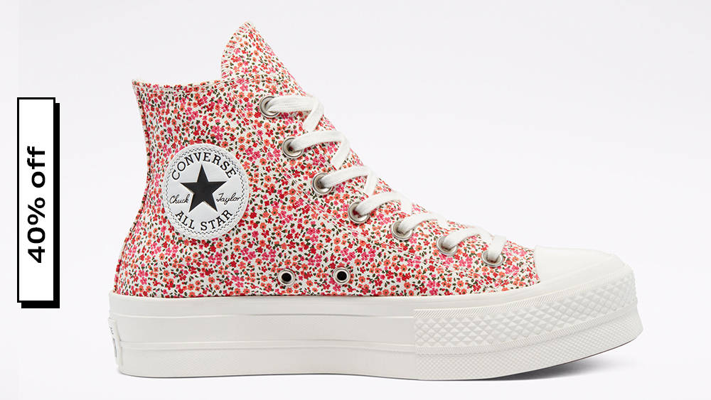 Converse Vintage Floral Platform Chuck Taylor All Star High Top University Red