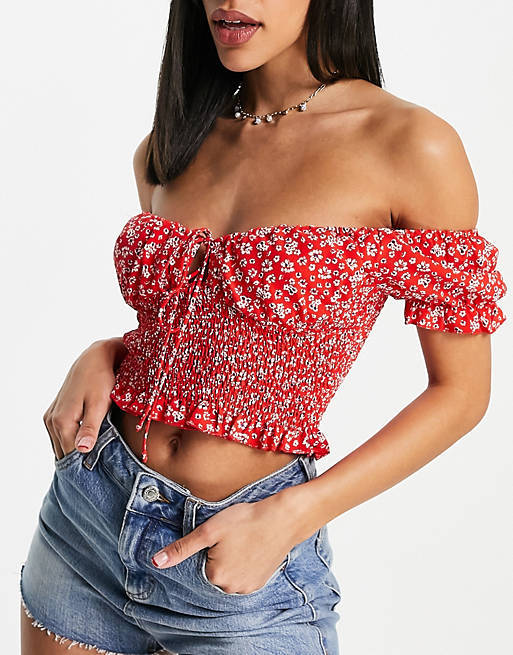 Love Triangle Milkmaid crop top