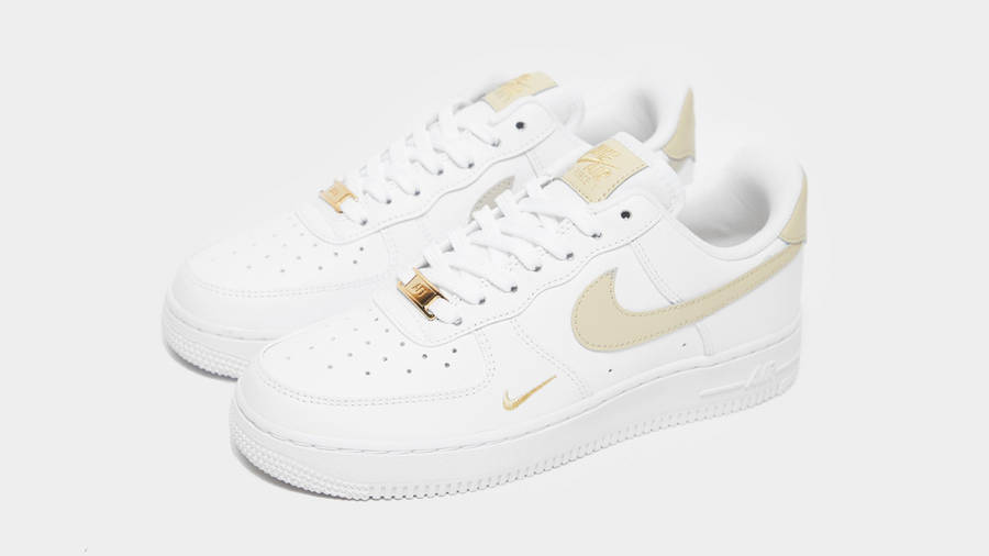 white air force ones gold