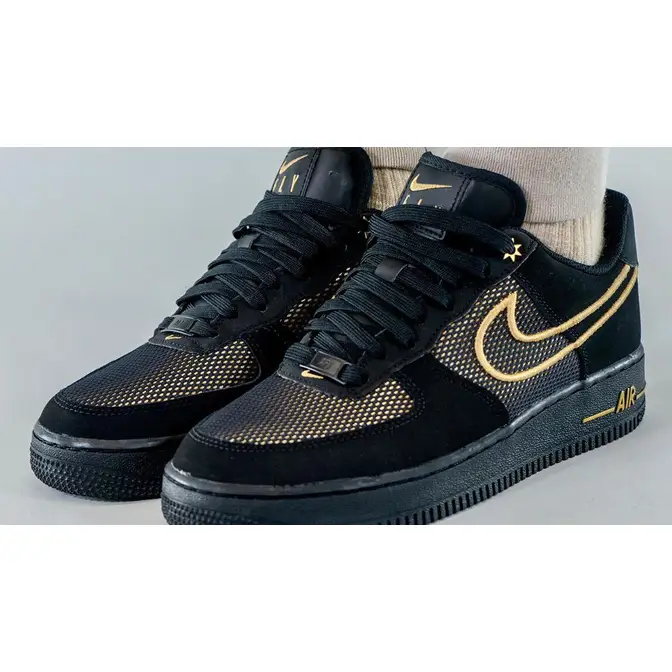 Nike Mens Air Force 1 High '07 LV8 Black/Metallic Gold-Black Leather Size  10 