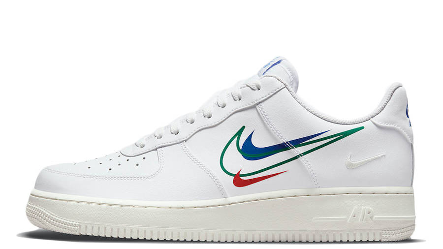 white air forces with blue swoosh