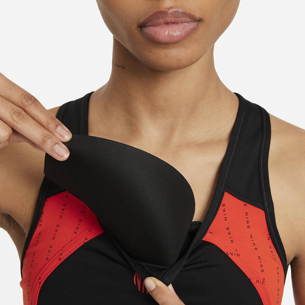 Nike DriFIT Swoosh Icon Clash 1Piece Pad Keyhole Sports Bra Black