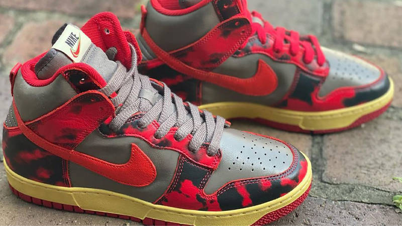 Nike Dunk High Red Black Tie Dye First Look Front