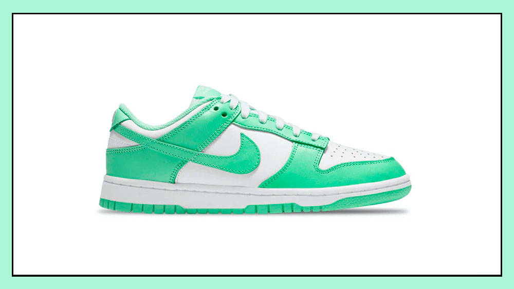 nike dunk low green glow with border