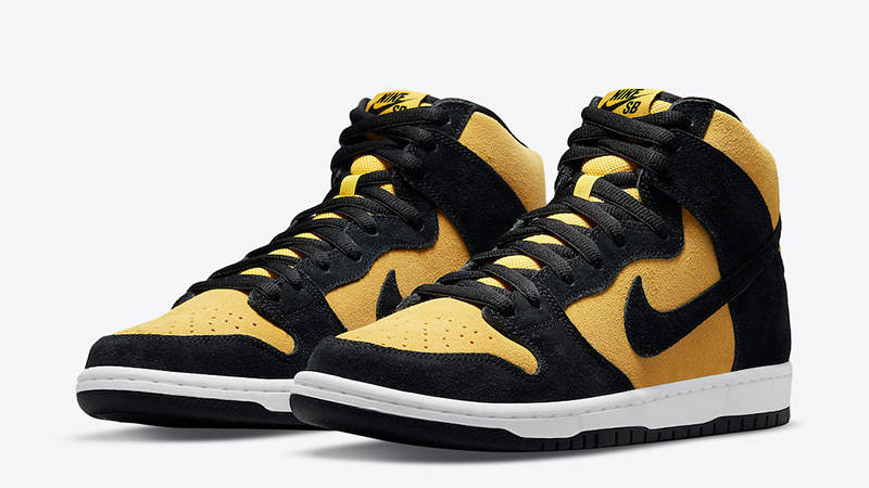 Black and yellow shop nike dunks high