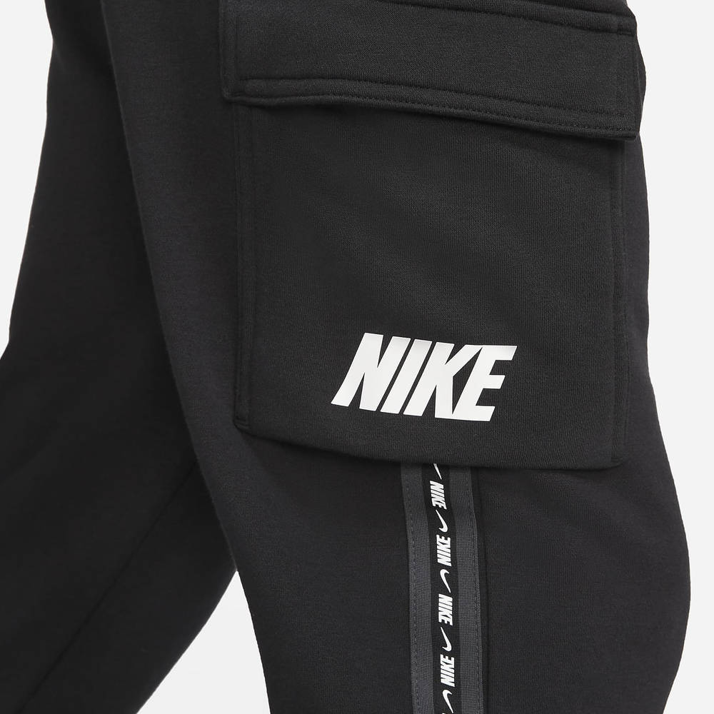 Nike Sportswear Fleece Logo Tape Cargo Trousers - Black | The Sole Supplier