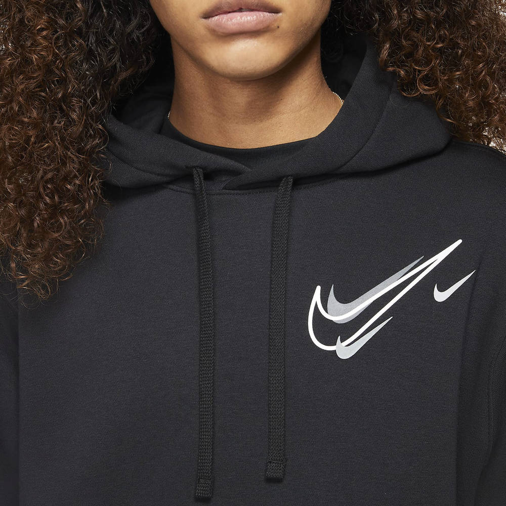 Nike Sportswear Multi Swoosh Graphic Fleece Hoodie - Black | The Sole ...