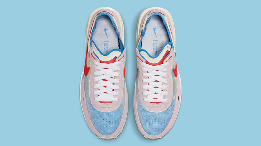 nike waffle one pink red blue