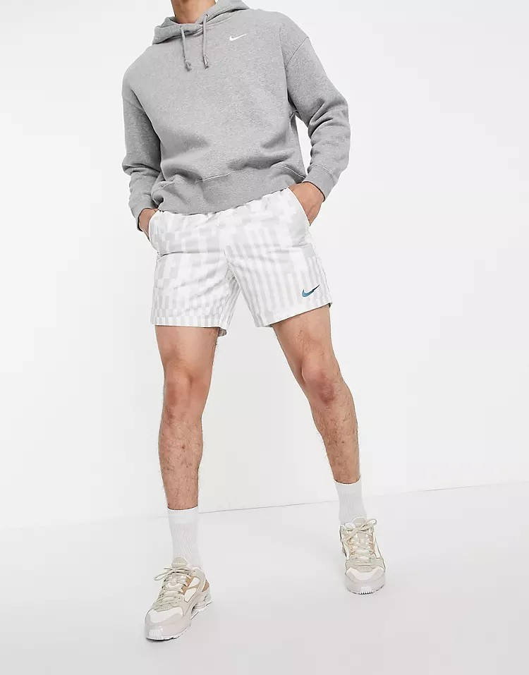 Nike Zig Zag Logo Printed Woven Shorts White Full