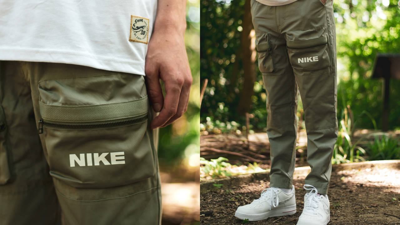 Nike Sportswear City Made Woven Trousers Light Army Closeup