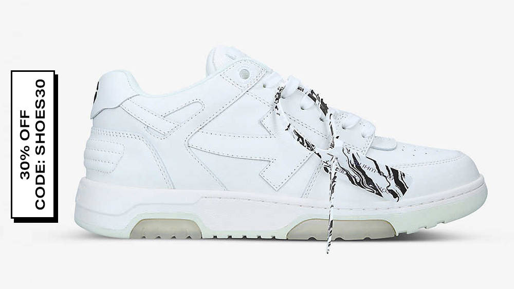 Off-White c-o Virgil Abloh Out Of Office Logo-Embroidered Leather Low-Top White