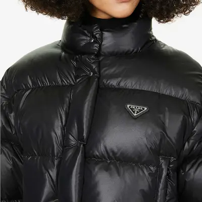 Prada Branded Cropped Shell-Down Puffer Jacket | Where To Buy | The ...