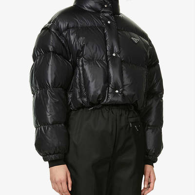 Prada Branded Cropped Shell-Down Puffer 