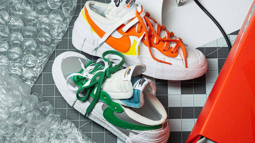 Image via Nike Release Reminder: Don't Miss the sacai x Nike Blazer Low "Classic Green" & "Magma Orange"!