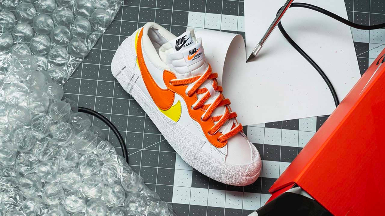 Release Reminder: Don't Miss the sacai x Nike Blazer Low "Classic Green" & "Magma Orange"!