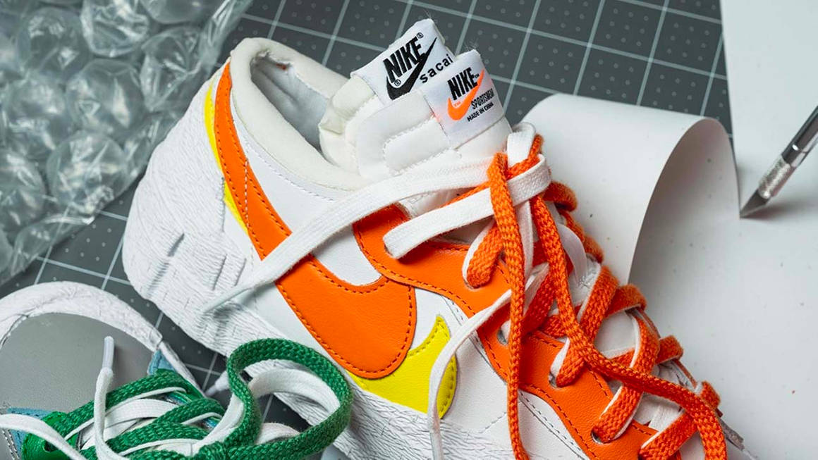 The Sacai X Nike Blazer Low Classic Green Magma Orange Just Got A Restock The Sole Supplier