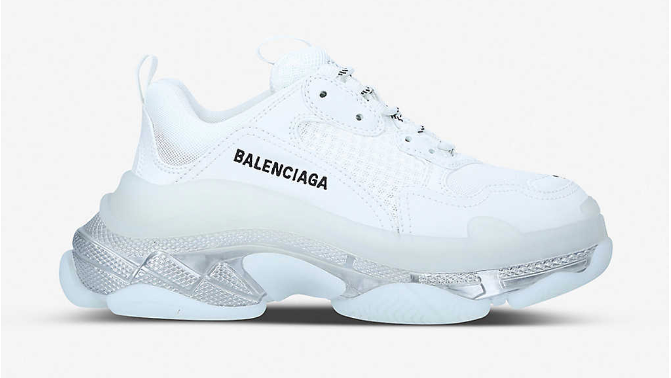 BALENCIAGA TRIPLE S CLEAR SOLE WHITE TRAINERS