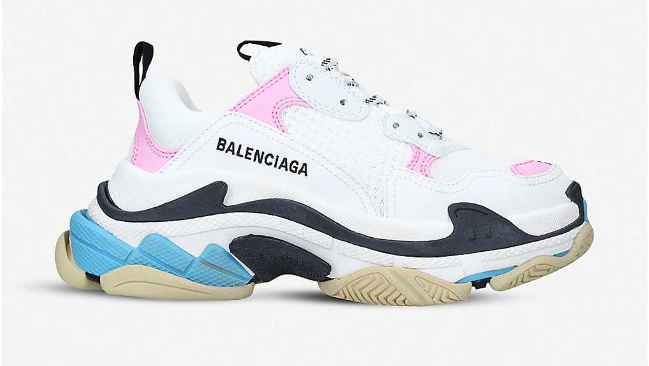 BALENCIAGA TRIPLE S PINK AND BLUE TRAINERS