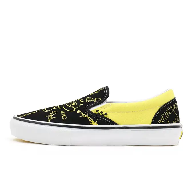 Black and yellow slip on vans best sale