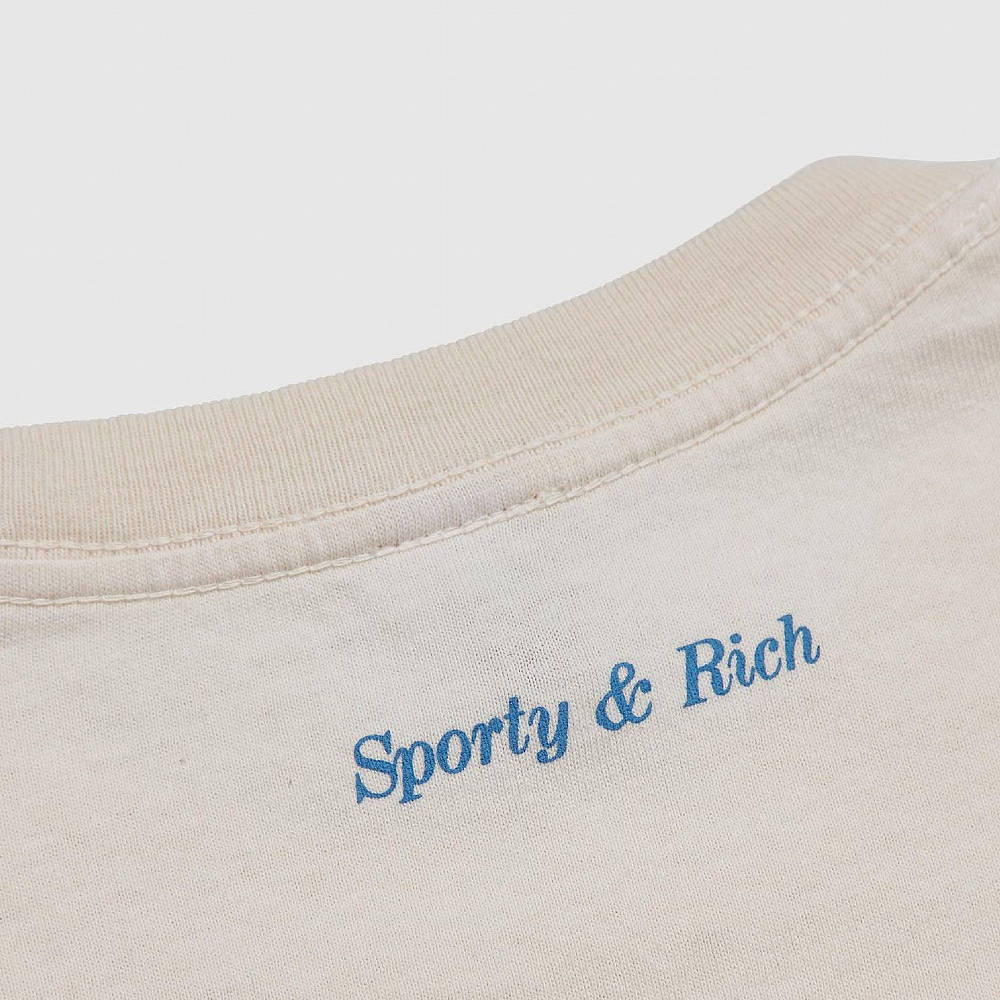 Sporty & Rich Be Nice T-Shirt Cream Detail 3
