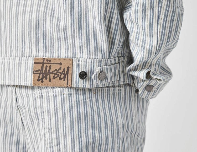 Stussy hickory stripe hot sale garage jacket