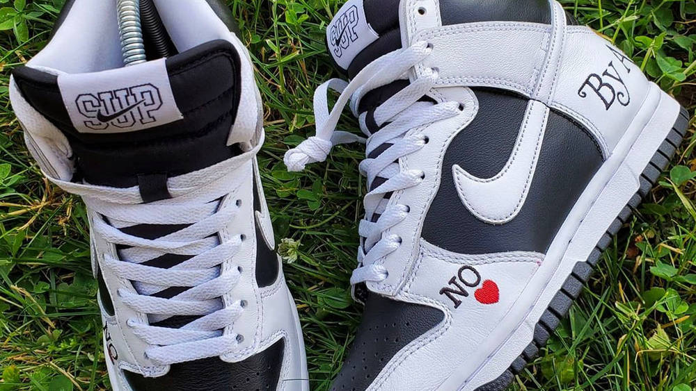 Image via wavegod_thelegend Supreme x Nike SB Dunk High "By Any Means"
