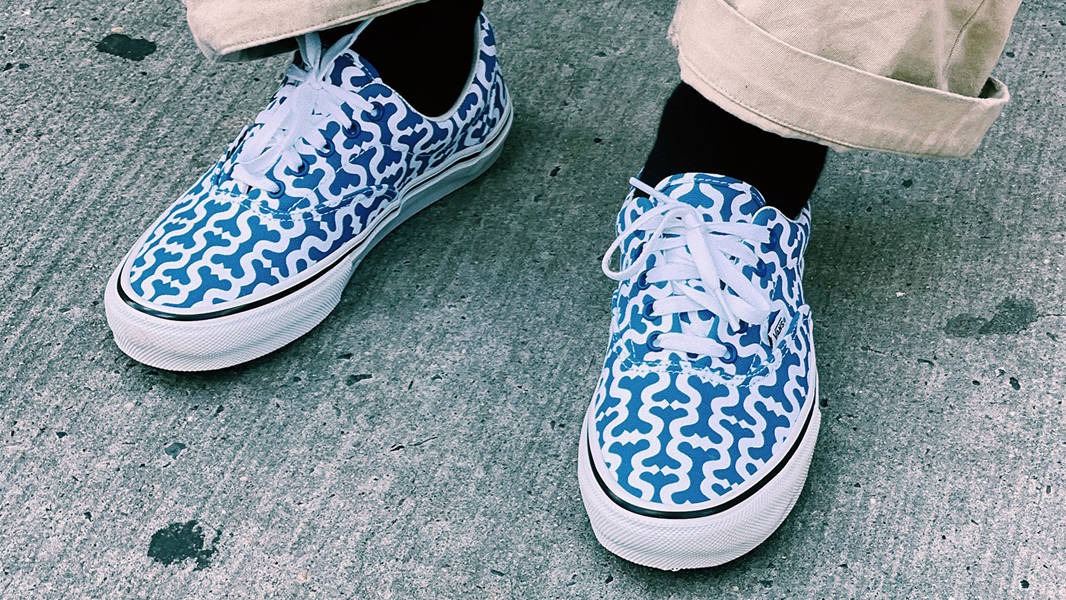 Supreme x Vans Skate Era Navy On Foot