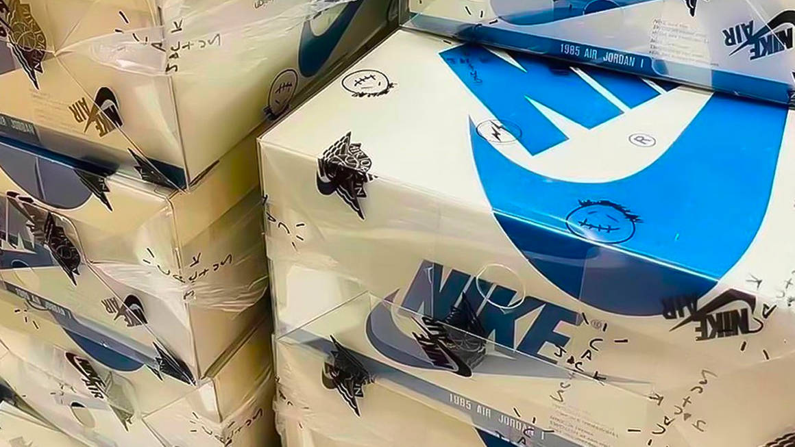 A Sneak Peek At The Travis Scott X Fragment Design X Air Jordan 1 Shoebox The Sole Supplier