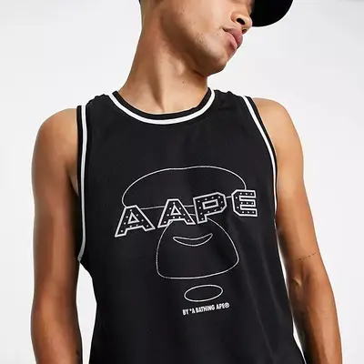 AAPE Logo Co-Ord Basketball Jersey Black Detail