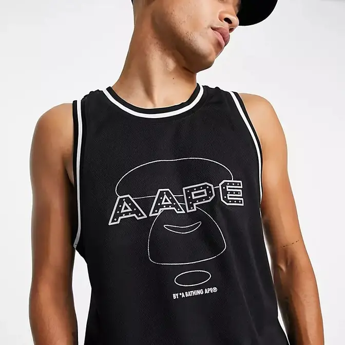 AAPE Logo Co-Ord Basketball Jersey Black Detail