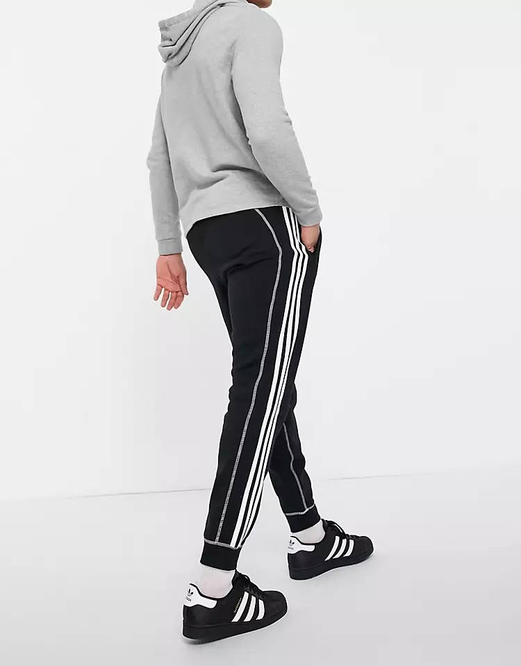 adidas 3-Stripe Contrast Stitch Joggers Black Back