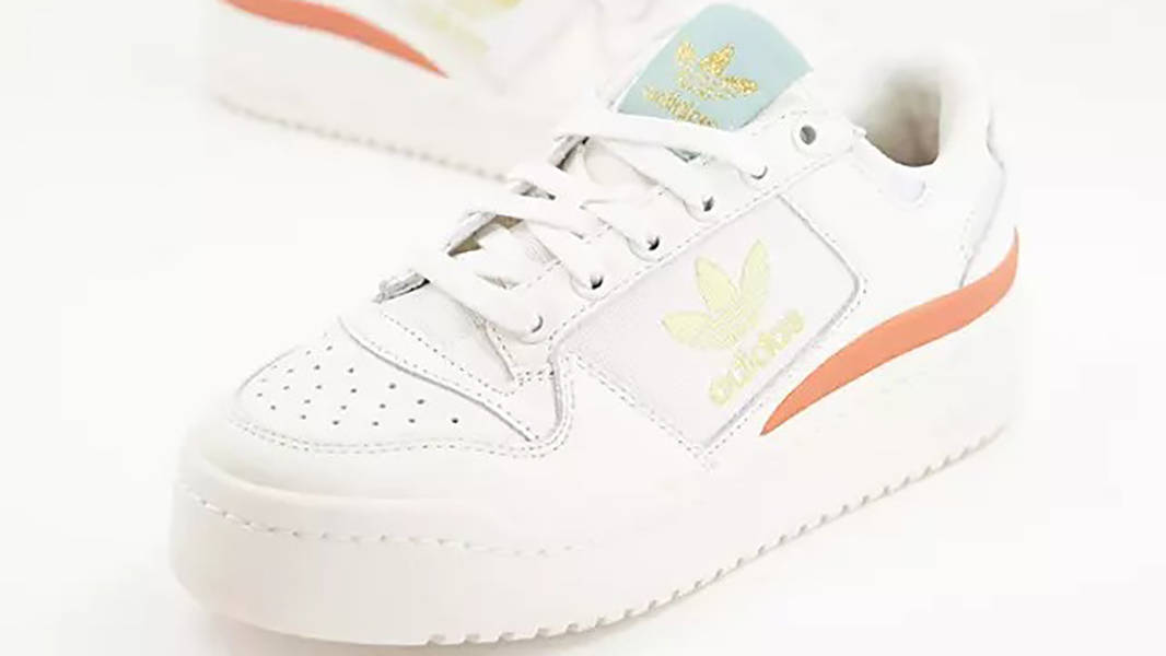 adidas originals forum bold sneakers in white with pastel pops