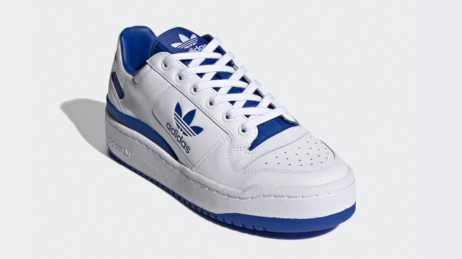 adidas originals forum bold trainers in white and blue