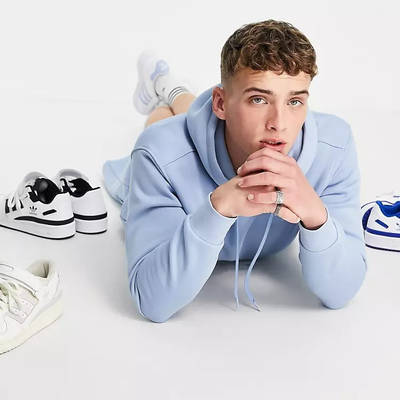 adidas Originals Trefoil Marshmallow Hoodie - Blue | The Sole Supplier