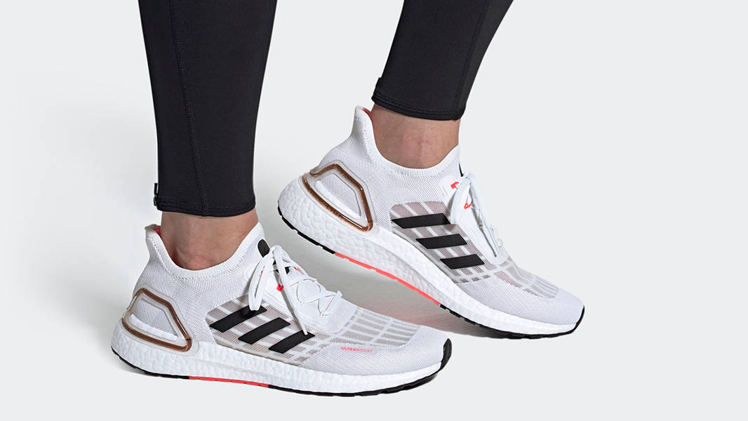 adidas Ultra Boost SUMMER.RDY White Black Pink FW9771 on foot