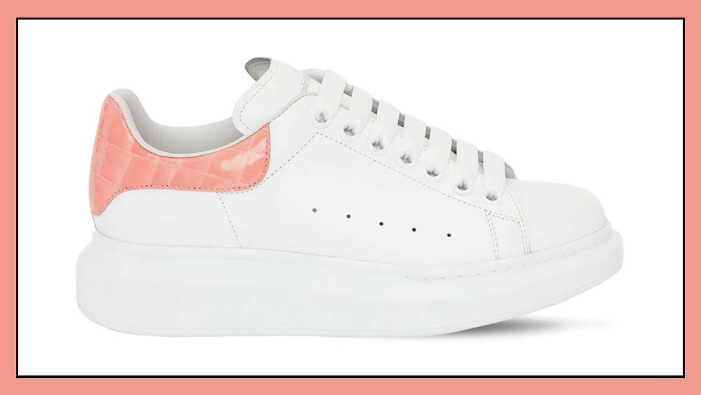 Alexander McQueen Croc Embossed White Pink