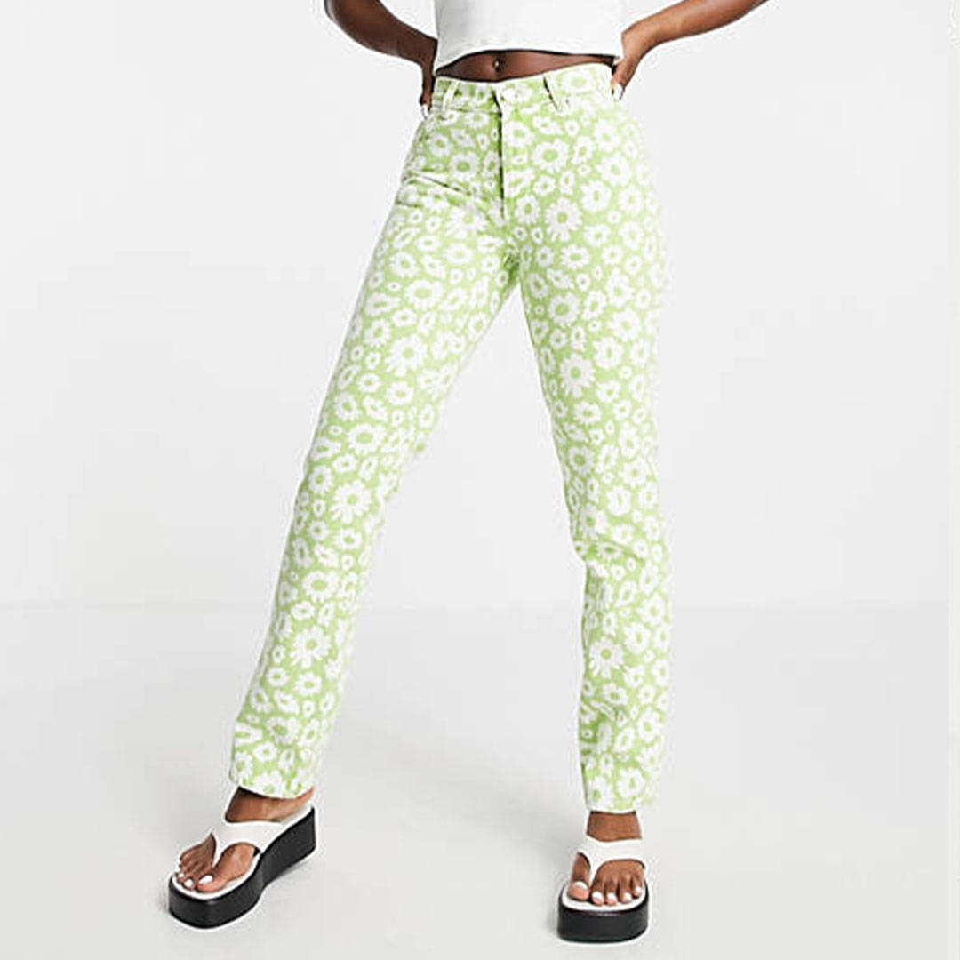 ASOS Green daisy print trousers