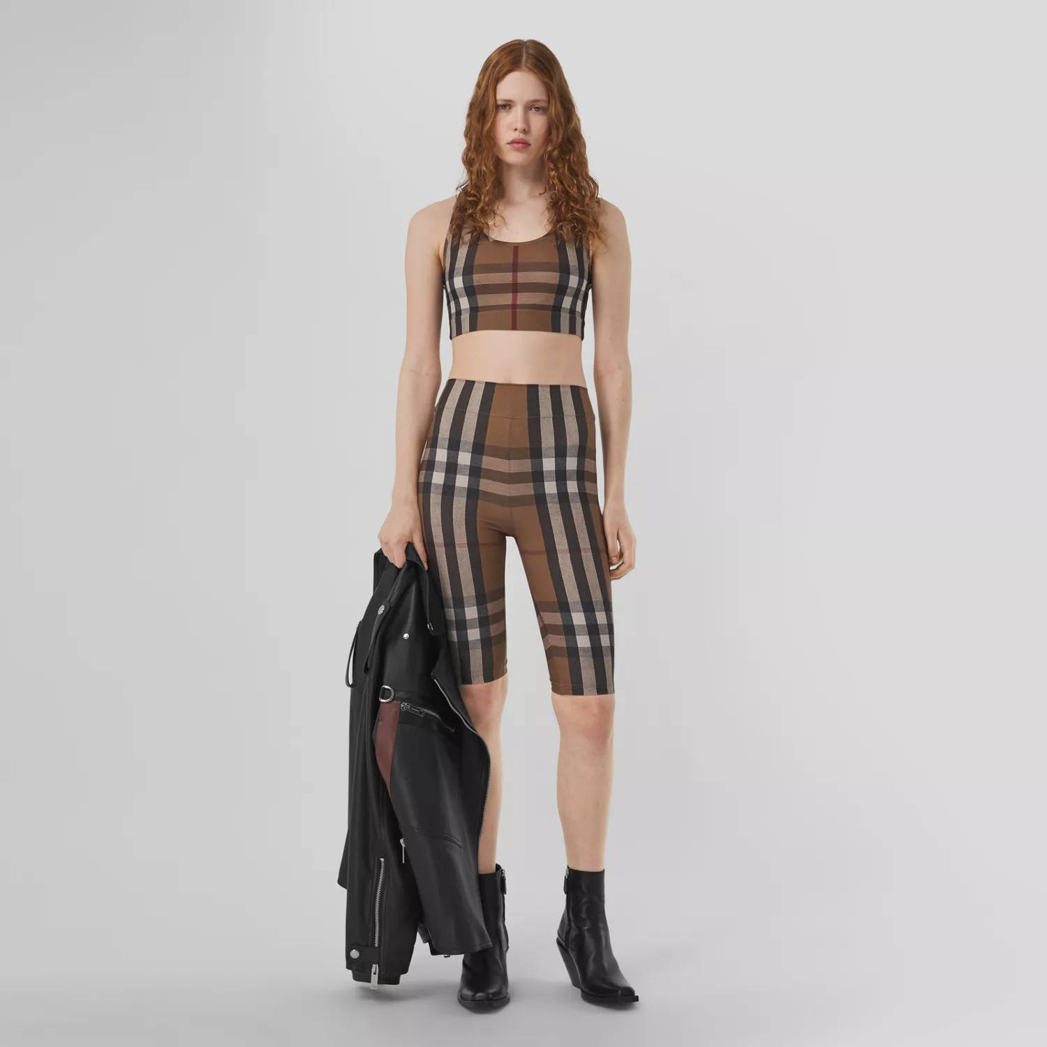 Burberry Check Print Stretch Jersey Cycling Shorts