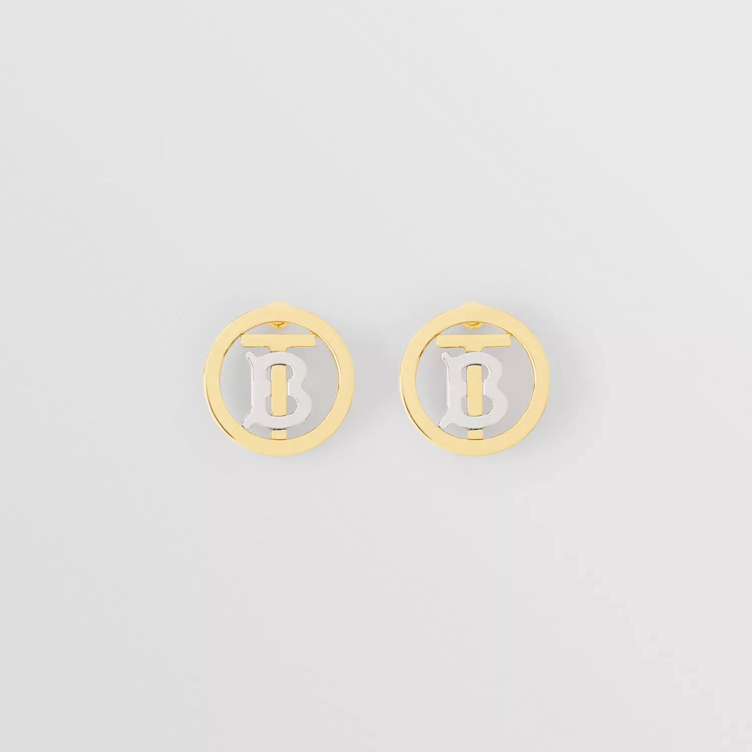 Burberry Gold and Palladium-plated Monogram Motif Earrings